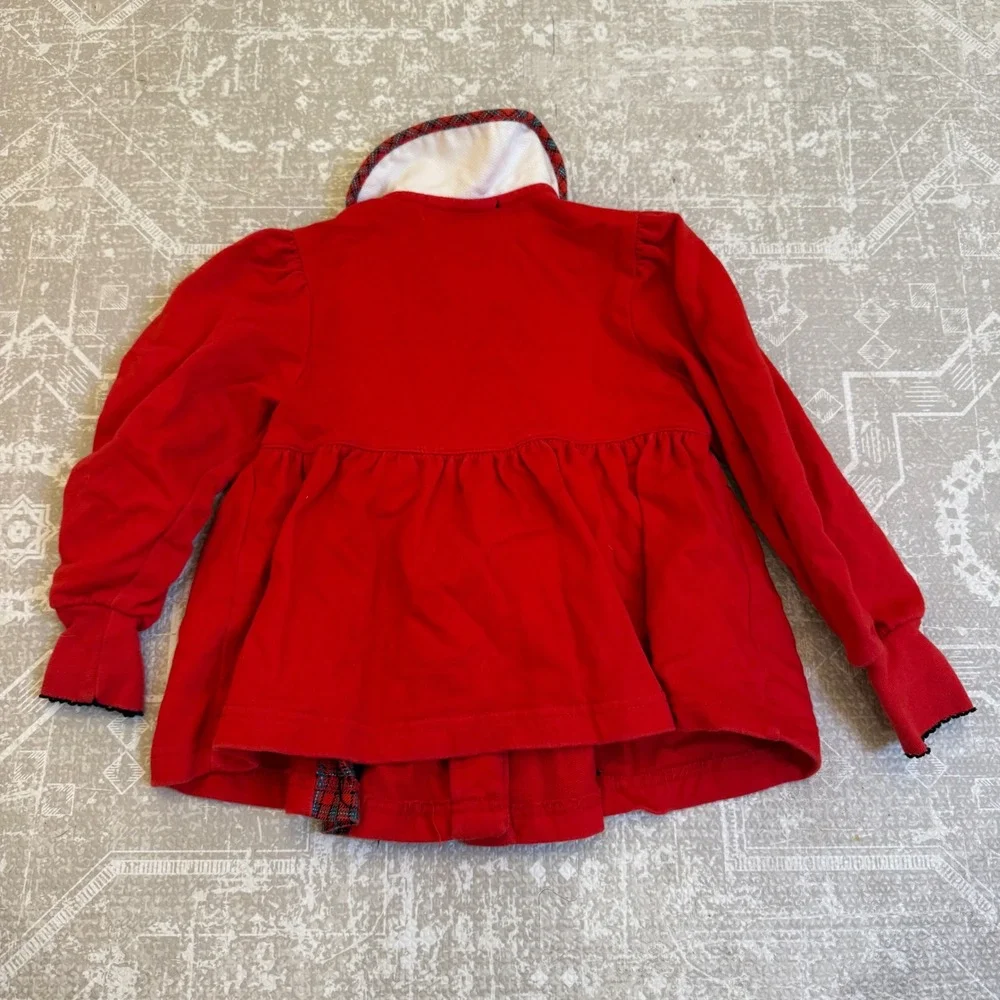 Vintage Gymboree Girls Red Plaid Trimmed Button Up‎ Cotton Jacket Small Holiday
